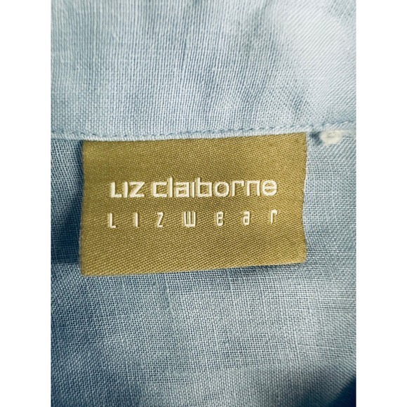 Liz Claiborne Lizwear Light Blue Denim Button Down UP Shirt Long Sleeve L - Picture 2 of 6